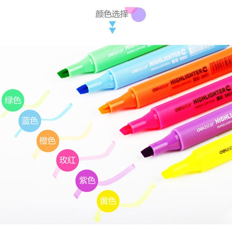 10Pcs Highlighters Fluorescent Markers Pen Triangle Bar Highlighter Pen Painting Draw Album Photo Japanese Stationery