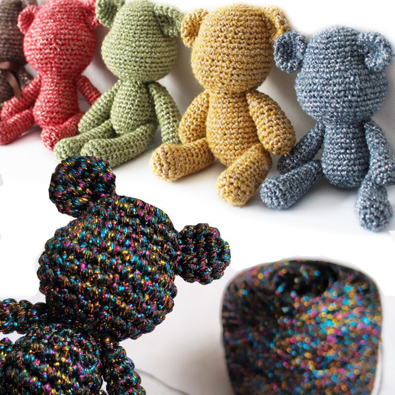 100g Fine Gold Silver Metallic Yarn Sparkly Crochet Metallized Threads Yarns for Hand Knitting DIY Needlework Bulky Yarn