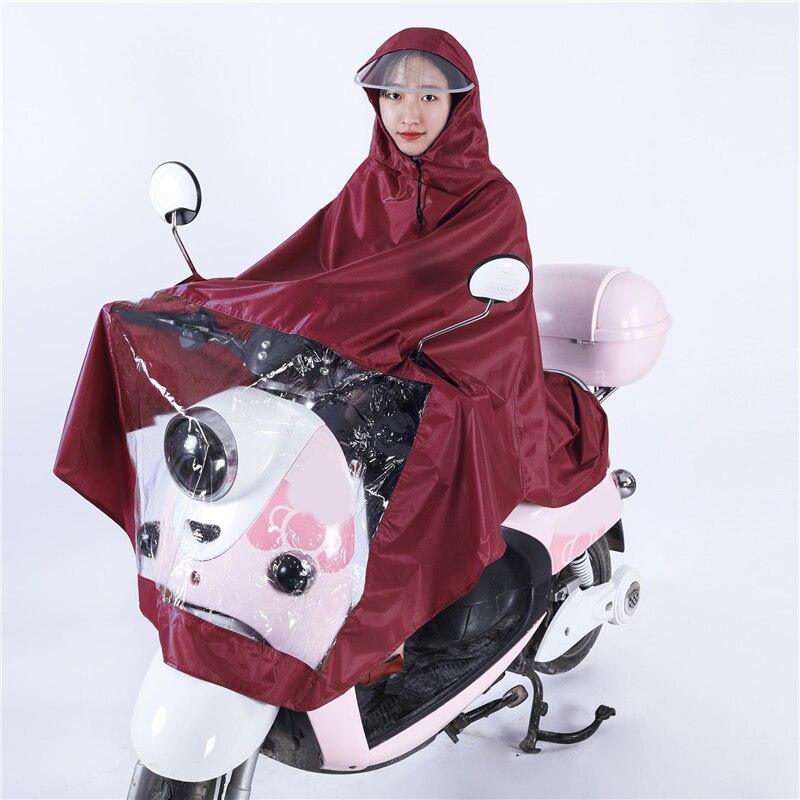 Chubasquero impermeable Universal con capucha, capa de lluvia, Poncho para movilidad, Scooters, motocicletas, bicicletas: Red single brim