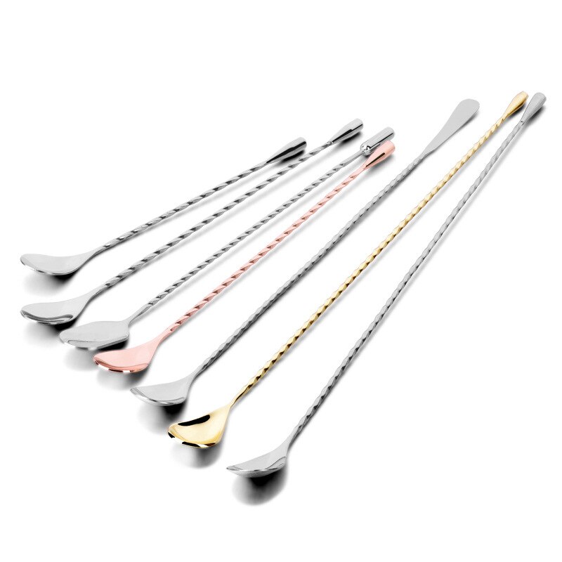Stir Spoon Stainless Steel Mixing Cocktail Spoon Spiral Pattern Bartender Tools Bar Teadrop Spoon 30/40cm Bar Tool Tableware