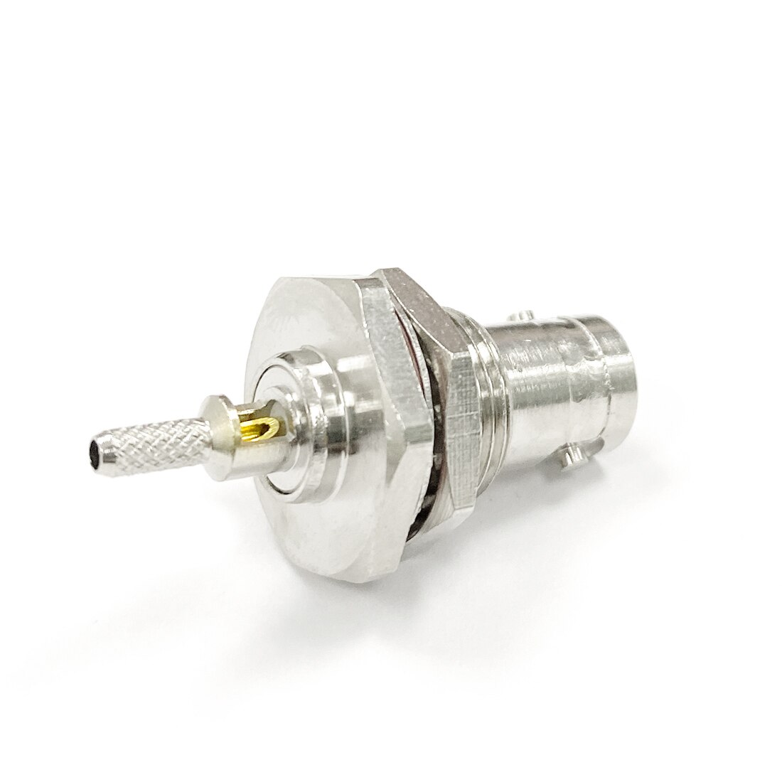 Conector fêmea para porca conversor rf coax, conector para crimpagem rg316 rg154 lmr100 cabo reto níquel novo venda por atacado, 1 peça