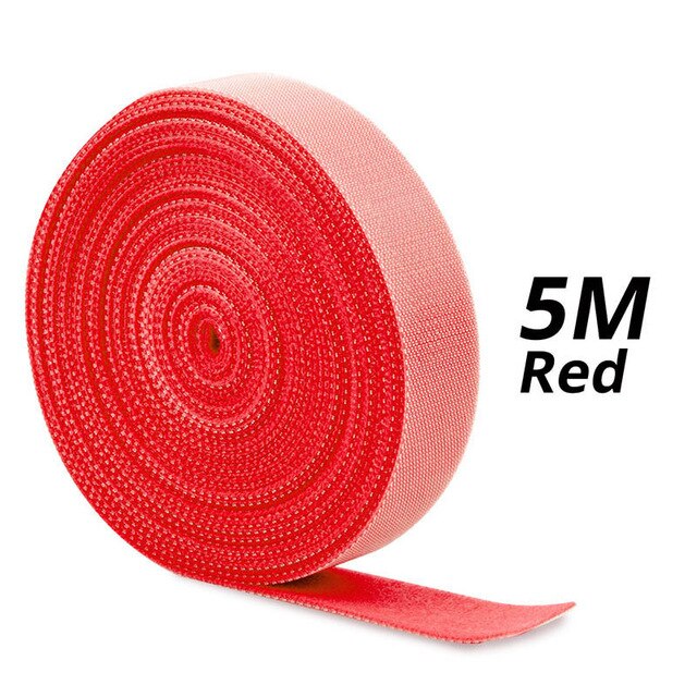 Soporte de correa para caña de pescar, 1 rollo, tirantes, gancho de sujeción, lazos de lazo, flejado de Velcro, dispositivo de pesca al aire libre: 5M Red Velcro