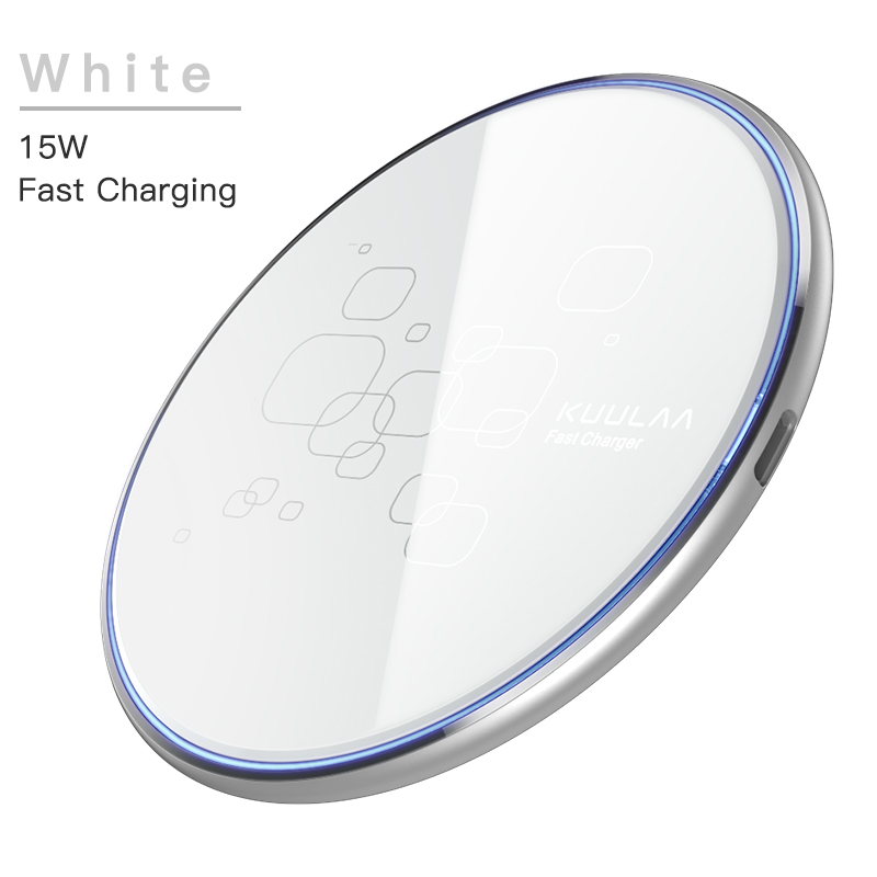 KUULAA 15W Qi Wireless Charger For iPhone 13 12 11 X XS Max XR 8 Plus Xiaomi Mi 9 Pro Mirror Fast Wireless Charger Charging Pad: Silver