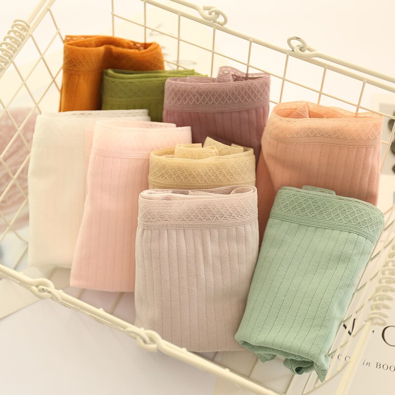 teenager students Underwear 6pc/lot Cotton lovely solid Briefs young Girls Panties