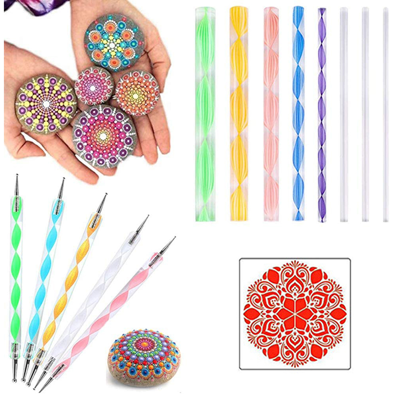 Multi Pieces Mandala Dotting Tools for Painting Rocks Acrylic Rods Double Sided Dotting Tools Mandala Stencils Art Craft Kit