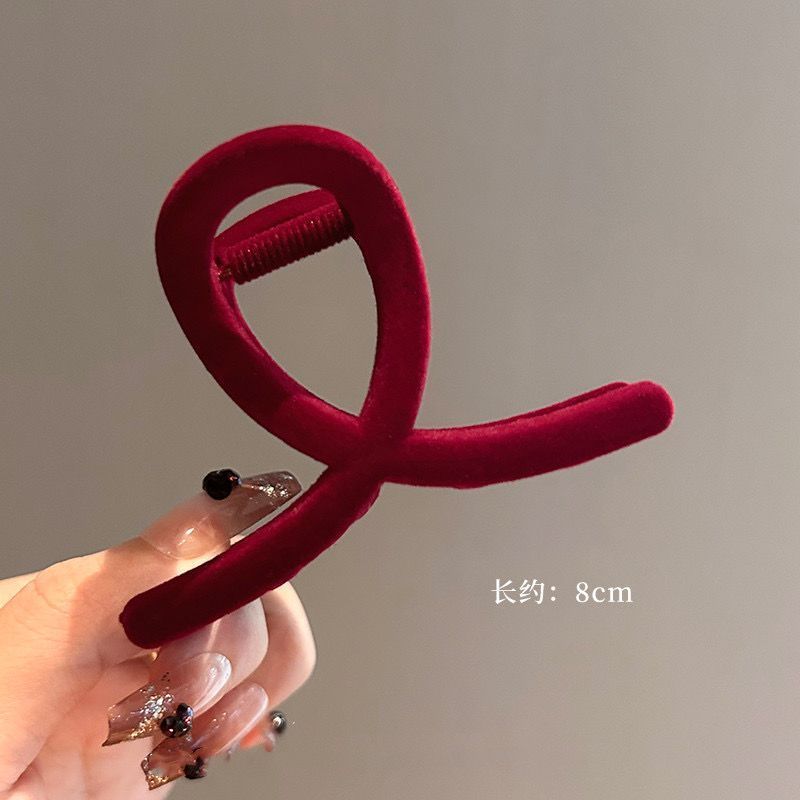 Pinzas para el cabello con lazo de terciopelo rojo para mujer, pinza para el pelo para otoño e invierno, horquilla francesa, accesorios para el cabello, tocado femenino,: Rojo