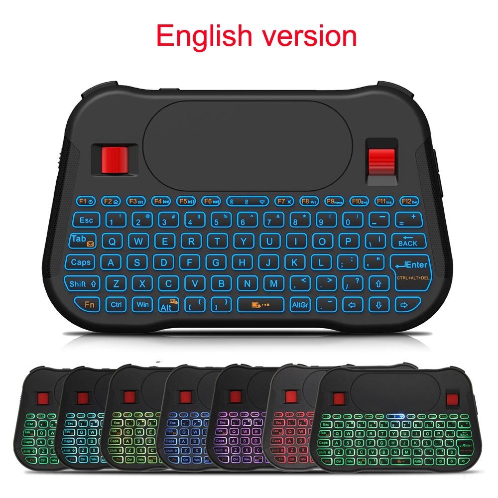 Air Mouse 2.4GHz Wireless mini keyboard 7 colors Backlit Russian English T18 Plus i8 + Touchpad Controller For Android TV BOX PC: T18 Plus English ver