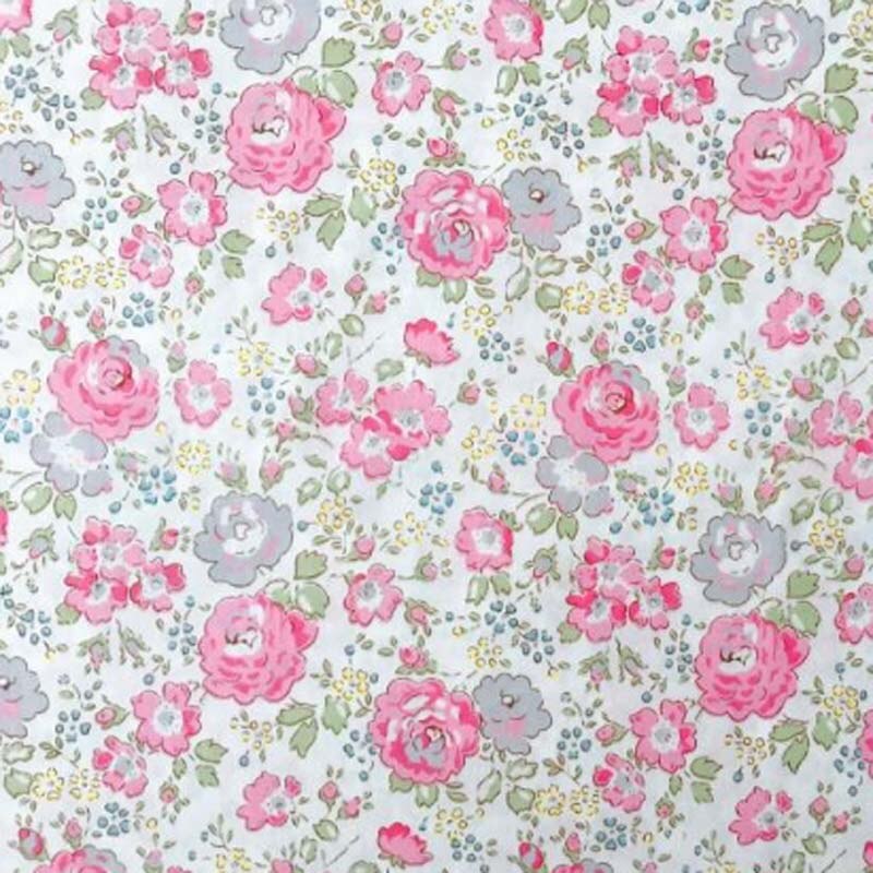 160cm*50cm bomuldsklud pink blå rose blomster blomster ternet stof til gør-det-selv børn sengetøj tøj kjole håndarbejde dekoration: Lyserød blomster