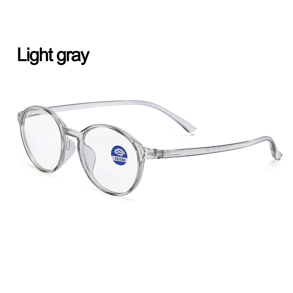 Runde blå lys blokerende briller anti øjne dekorative briller lys computer anti strålingsbeskyttelse glas: Lysegrå