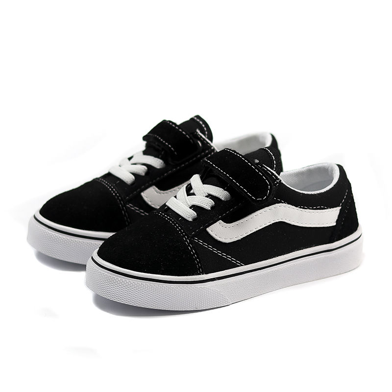 Black Kids Sneakers Jongen Casual Schoenen Nieuw Unisex Klittenband Leerlingen Schoenen Mode Dochter