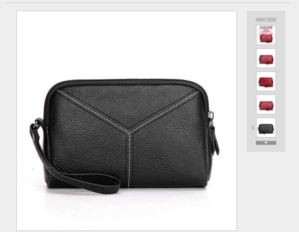 Dames lange portemonnee leren portemonnee telefoon tas rits kaarthouder handtas clutch: Zwart