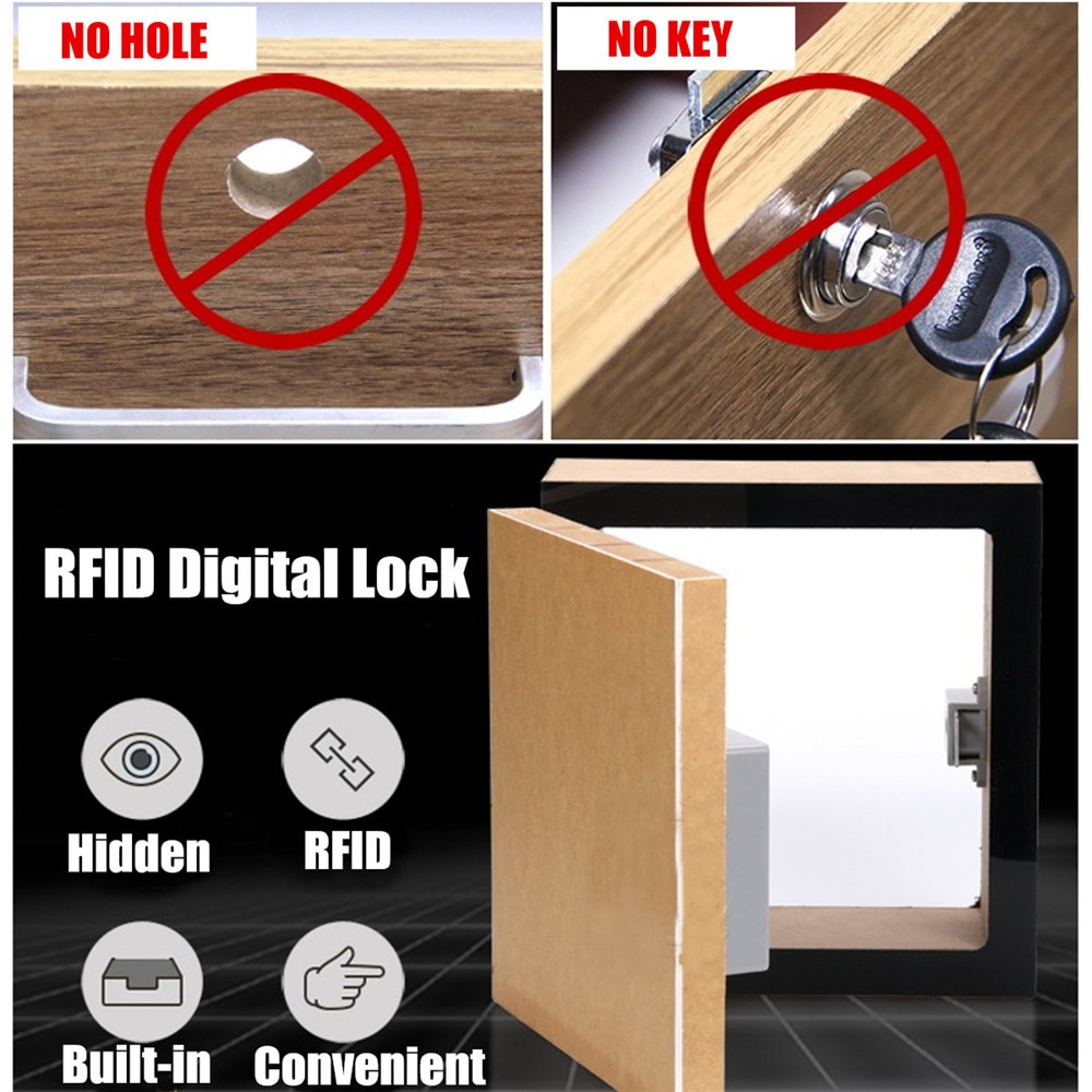 IC Card Sensor Digital RFID Drawer Card Lock DIY Electronic Invisible Hidden RFID Cabinet Lock Electric Hotel Lock