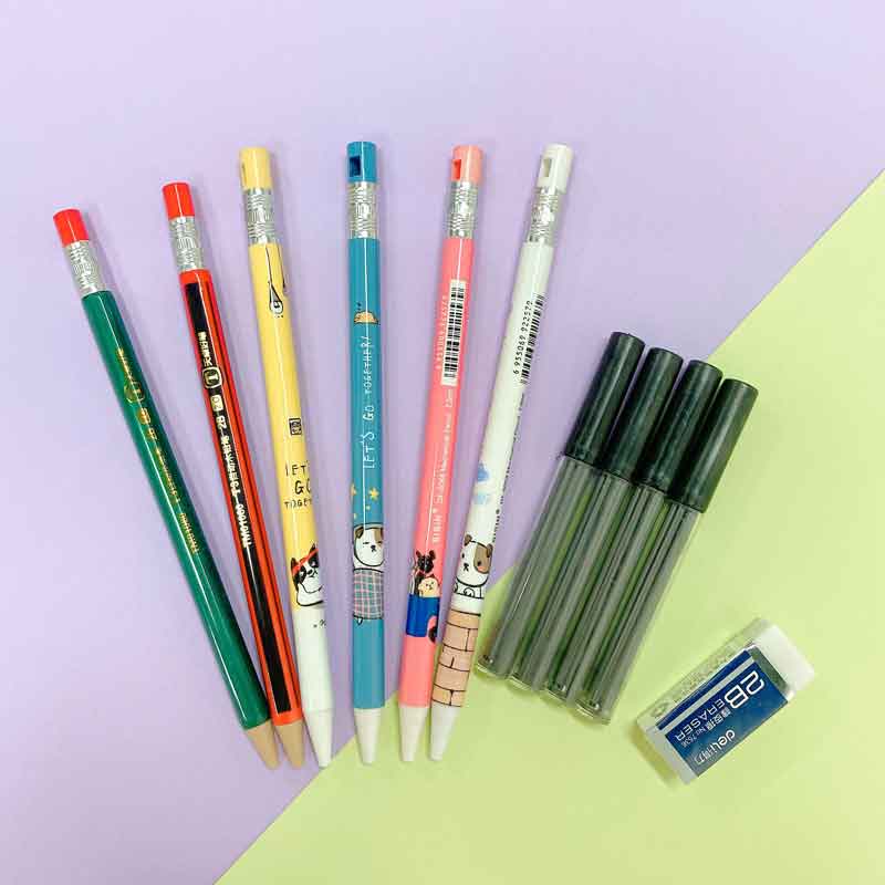 Cute Mechanical pencil Set 2.0mm 2B Drawing Writing Activity Pencil With Refill Office School Kawaii Stationery 4/27Pcs/lot