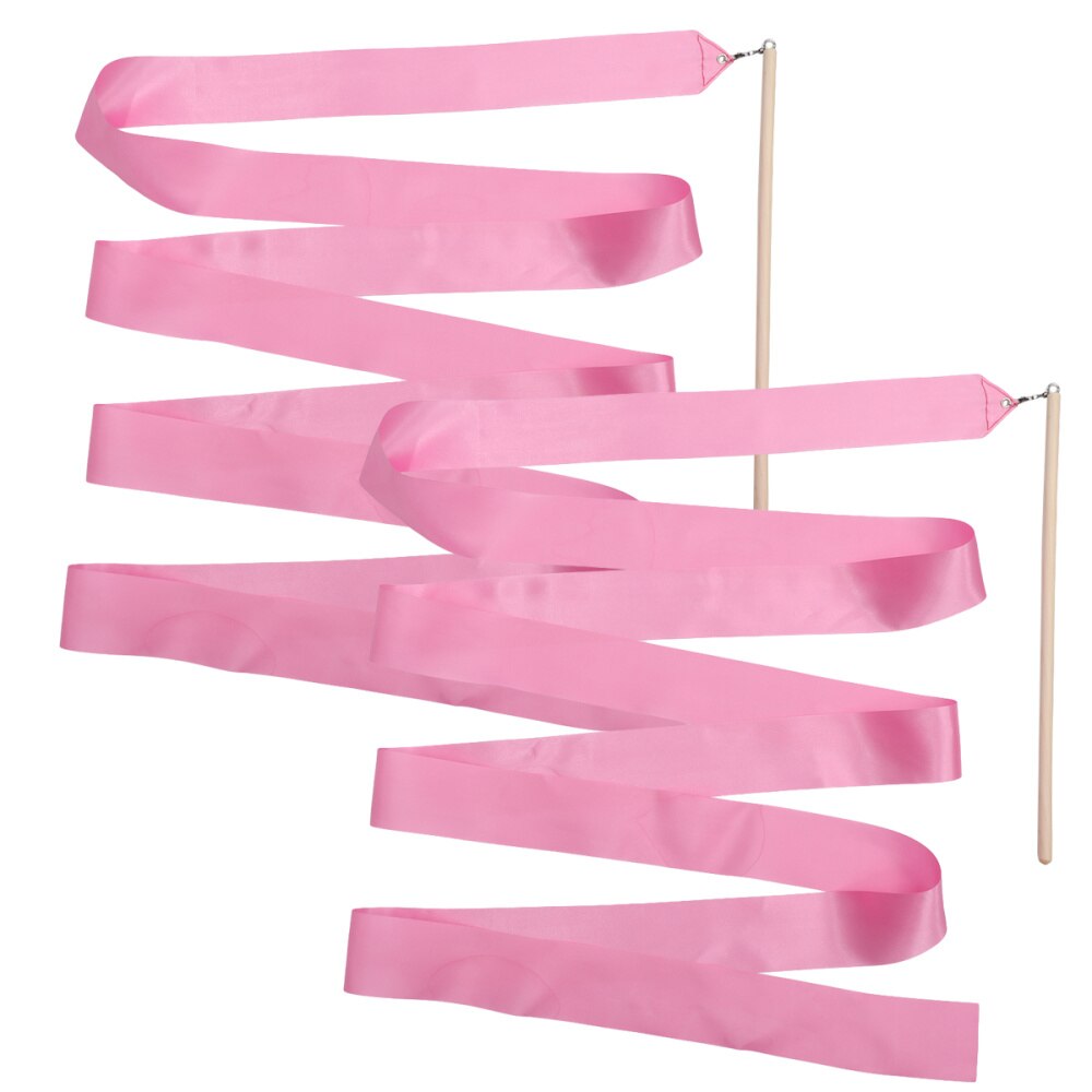2 Stuks 2M Kleurrijke Ritmische Gymnastiek Lint Gymnastiek Dansen Lint Dansen Streamers Voor Kids Kinderen (Rood): Pink 1