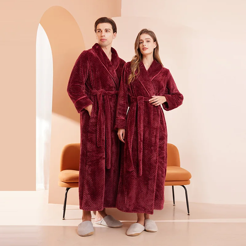 Winter Large Size Bebe Velvet Long Bathrobe Women Hotel Beauty Salon Casual Nightgown Comfortable Home Clothes