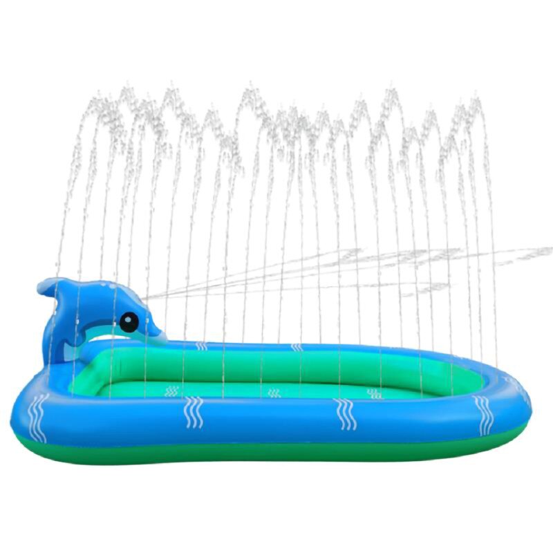 Dolfijn Opblaasbare Zwembad Met Waternevel Functie Cartoon Outdoor Play Game Tool Voor Kids Outdoor Tubs