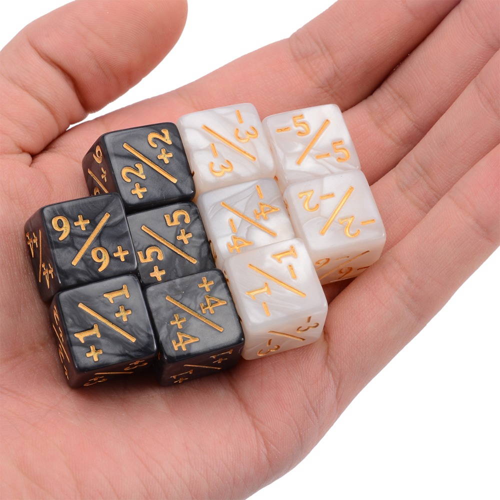 10Pcs Nero Bianco Dadi Contatore + 1/+ 1 Dadi Festa A Casa Divertente Outdoor Dadi Per La Magia Il la raccolta di Gioco Conteggio Dadi Giocattolo Set