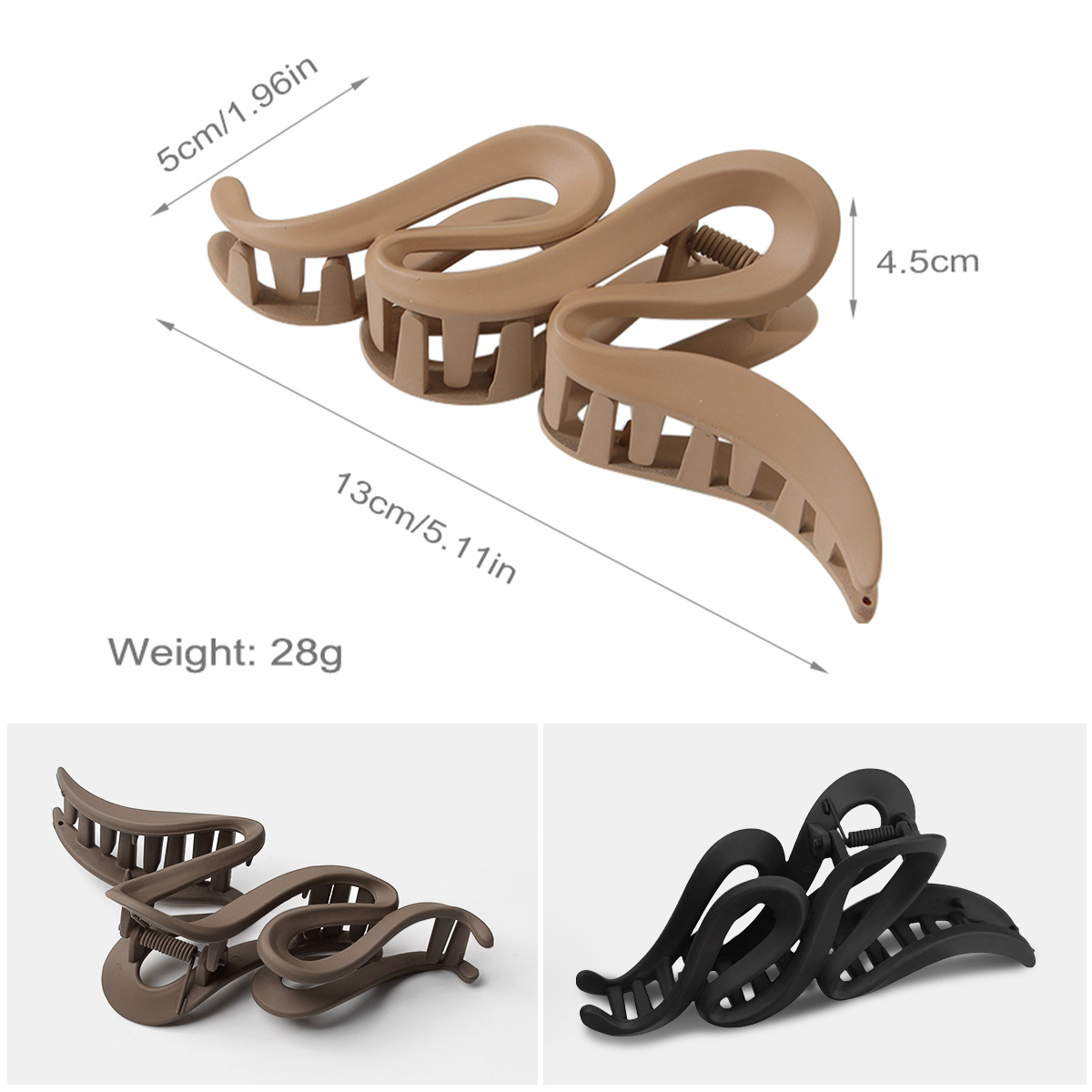 Grampo de Cabelo Tubarão Ondulado 13CM - Pinça Acrílica Fosca/Transparente para Mulheres e Meninas Acessórios de Cabelo