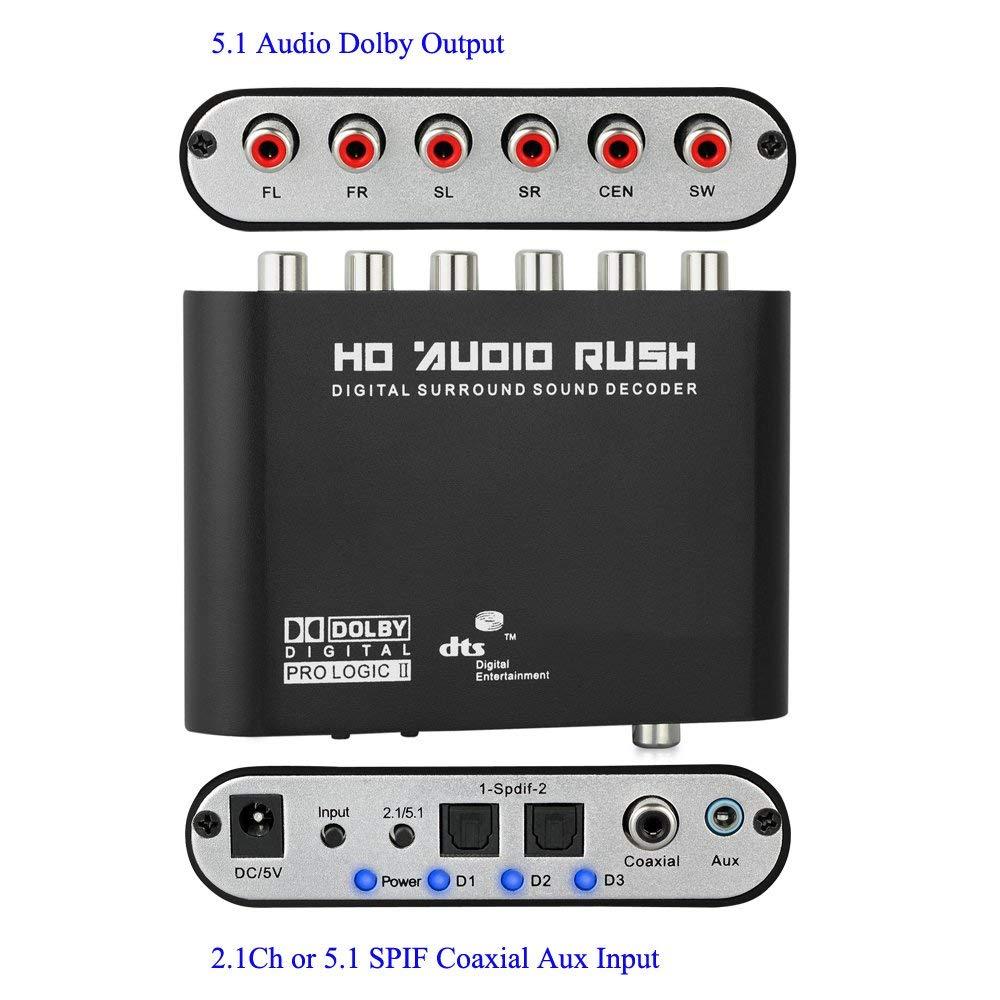 Digitale 5.1 Audio Decoder Dolby Spdif Dts/Ac-3 Optische Naar 5.1-Kanaals Rca Analoge Converter Sound Audio Adapter versterker Voor Tv