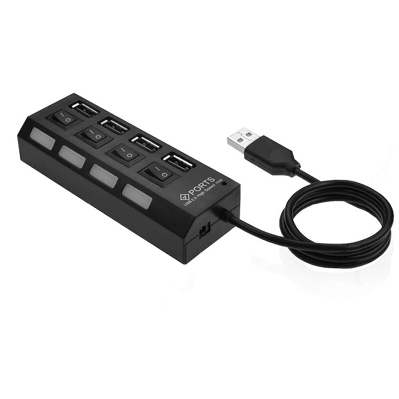 Répartiteur de Hub USB 1.1USB 4 ports 480Mbps avec interrupteur marche/arrêt séparé avec câble USB pour PC/ordinateur portable/appareil photo/souris/disque dur