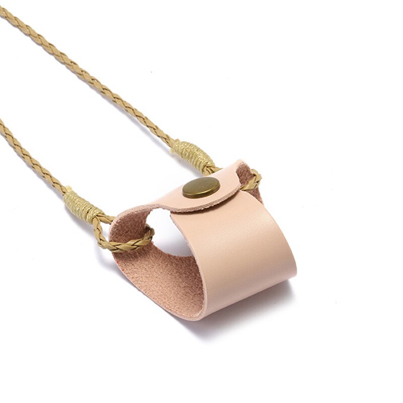 Hangende nekclip brillen tassen dames heren draagbare etui leren brillenkoord schattige beschermhoes: Roze