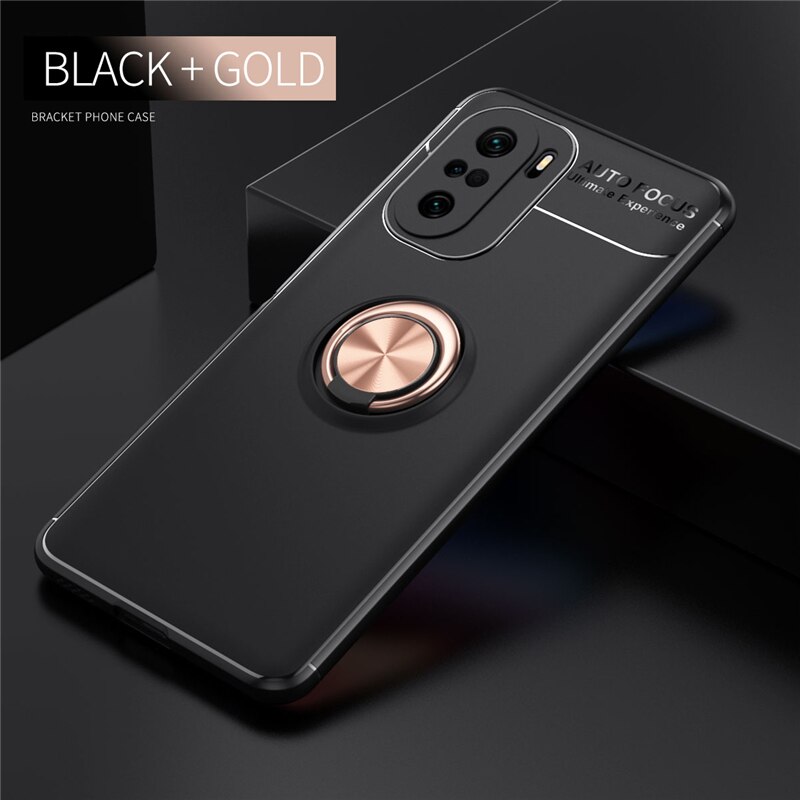 Voor Xiaomi Poco F3 Case Ring Houder Zachte Mat Siliconen Back Cover Telefoon Case Voor Xiomi Xiaomi Mi Poco F3 funda: Black Rose