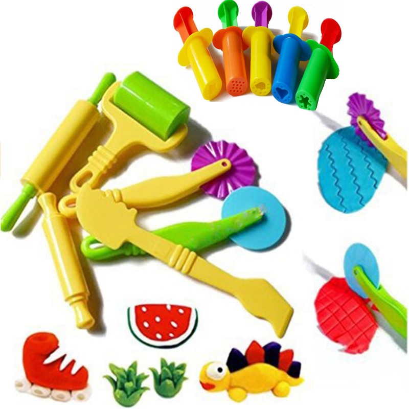 Farvelege dejmodel værktøjslegetøj 3d plasticineværktøj legedejsæt, lerforme deluxe sæt, lærings- og undervisningslegetøj