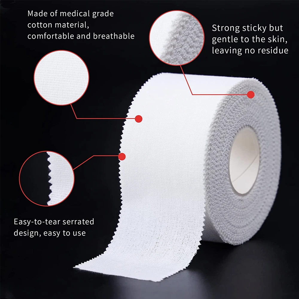 2.5/3.8/5cm 9,1 Meter Sport sportliche wasserdichte Baumwolle weiß Box Klebeband Belastung Verletzung Unterstützung Sport Binde verband