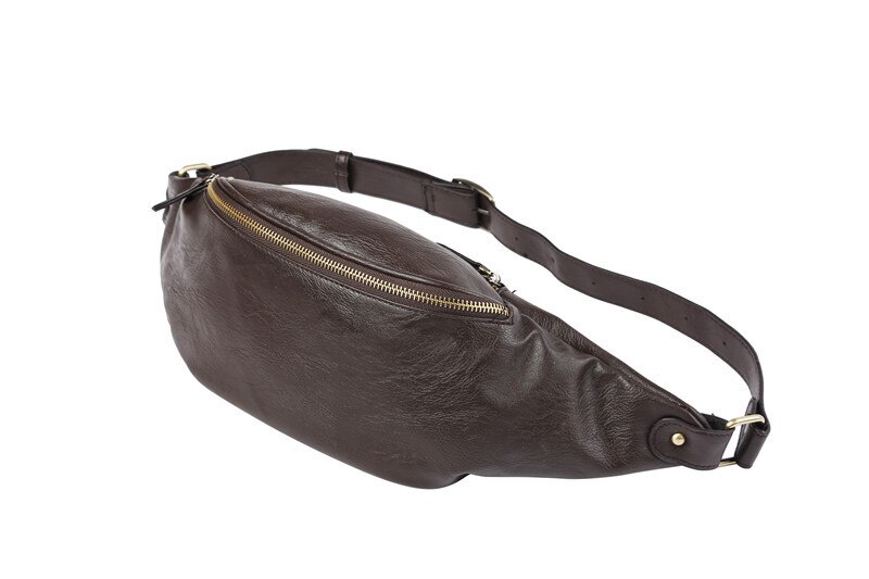 MEDADA neue leder bund männer kleine breastband männer tasche outdoor freizeit kleine bund flut männer tasche taille packs: Coffee