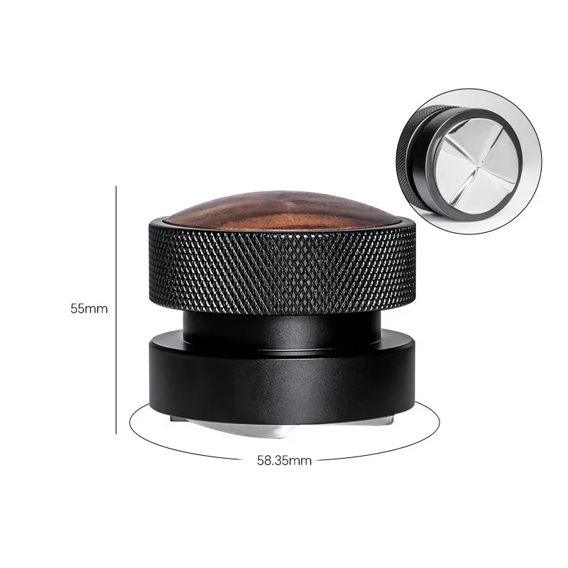 Distribuidor de café por gravedad calibrado de profundidad ajustable de acero inoxidable, herramientas profesionales para Barista, 51/53/58,35mm: Amarillo claro