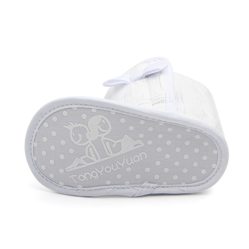 Patpat Winter Baby Peuter Meisje Solid Strik Decor Gebreide Furry Schoenen Voor Peuter Meisje Snowboots