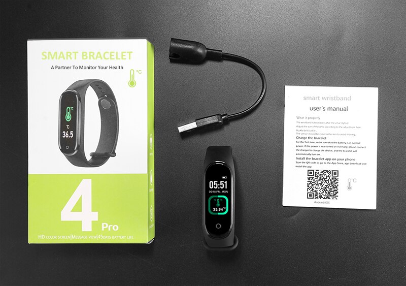 M4 Pro Smart Band Thermometer Waterdicht Hartslag Bloeddruk Fitness Armband Sport Smart Band Polsband Smart Horloge