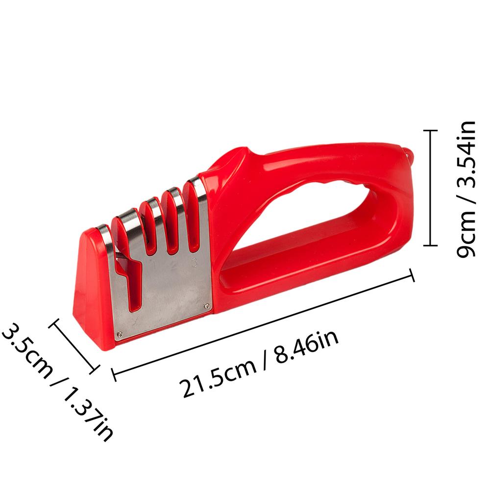Afilador de cuchillos multifuncional portátil, Base antideslizante, 4 segmentos, accesorios para el hogar: Rojo