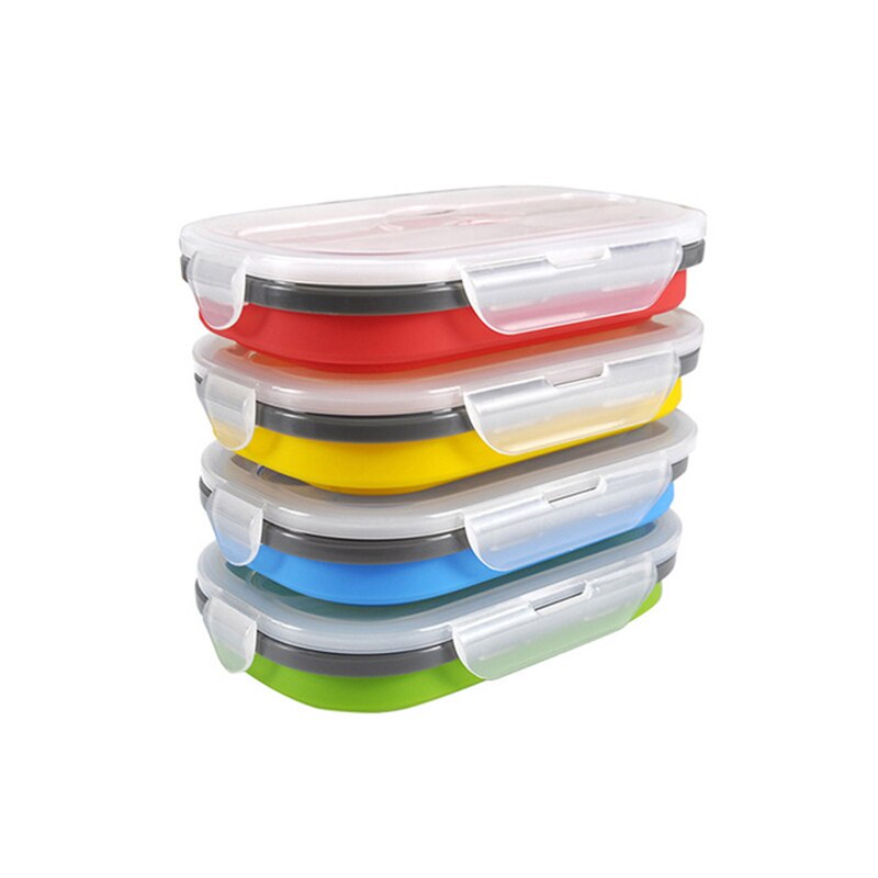 Intrekbare Vouwen Bento Box Draagbare Bento Box Voedsel-grade Voedsel Container En Vork Servies