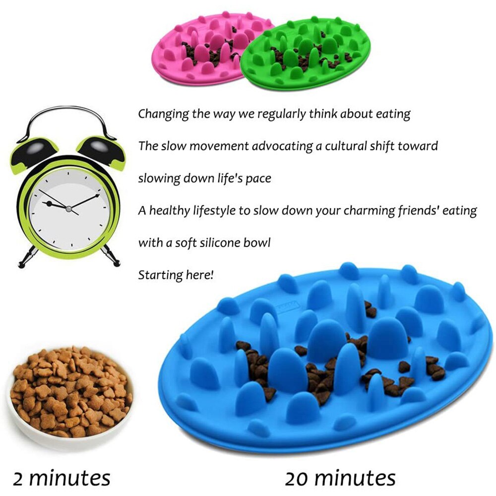 Pet Dog Feeding Food Dish Bowl Slow Feeder Puzzle Anti-Choke Silicone Puppy Slow Eating Feeder Dish for Small Medium dogs Cats
