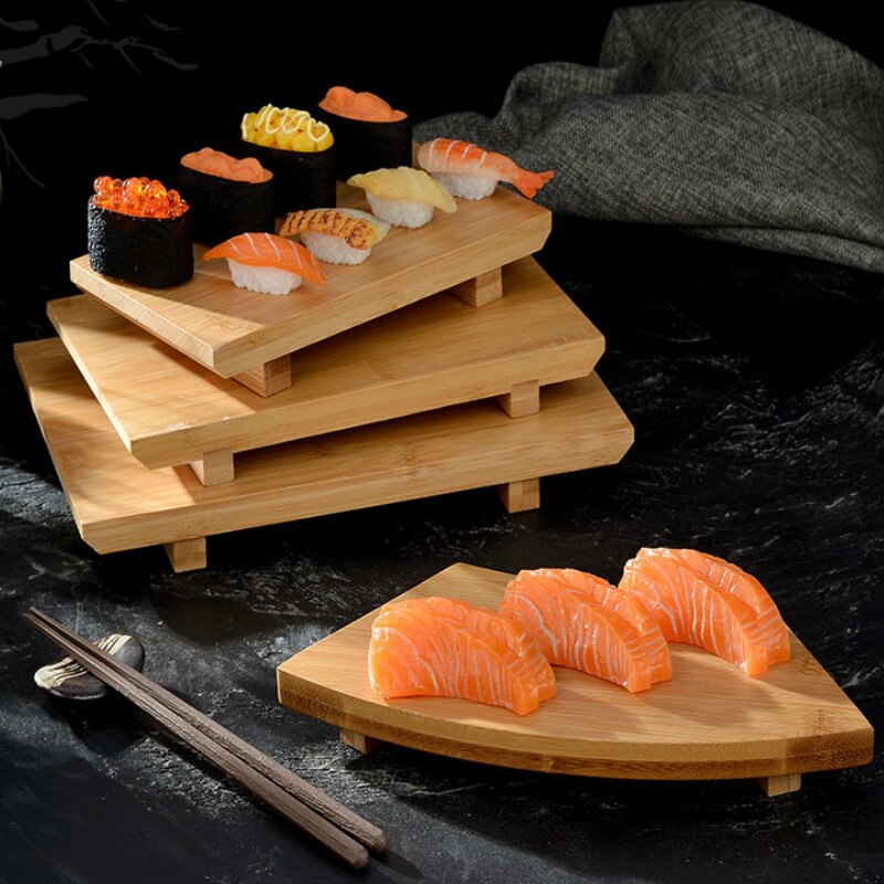 Bambus Küche Sushi Platte Sushi Tablett Sushi Dekoration Restaurant Holz Tablett für Sushi Sashimi Bazooka Nachtisch