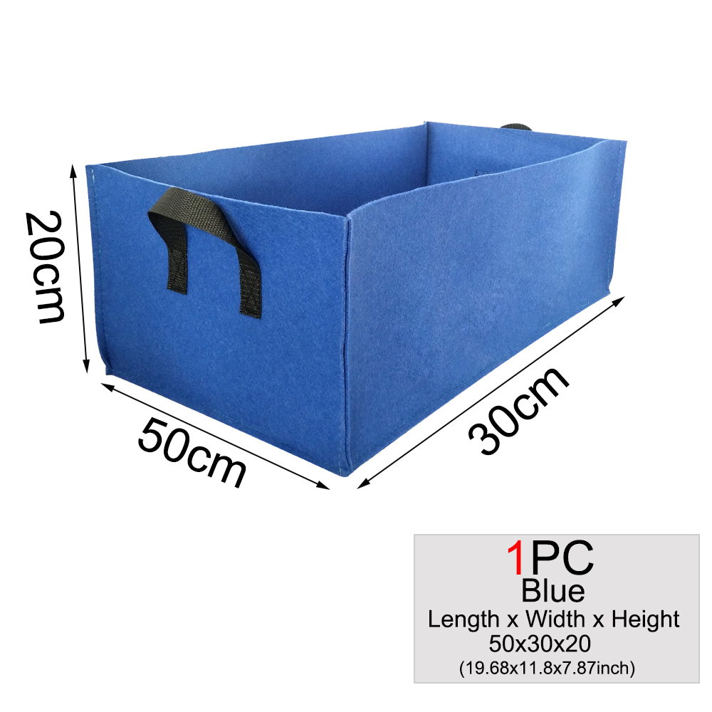 Muciakie 1pc firkantet stof voksepose potteposer haveplantepose grøntsags plantepose plantepotte med håndtag til planter: 1pc 50 x 30 x 20cm blå