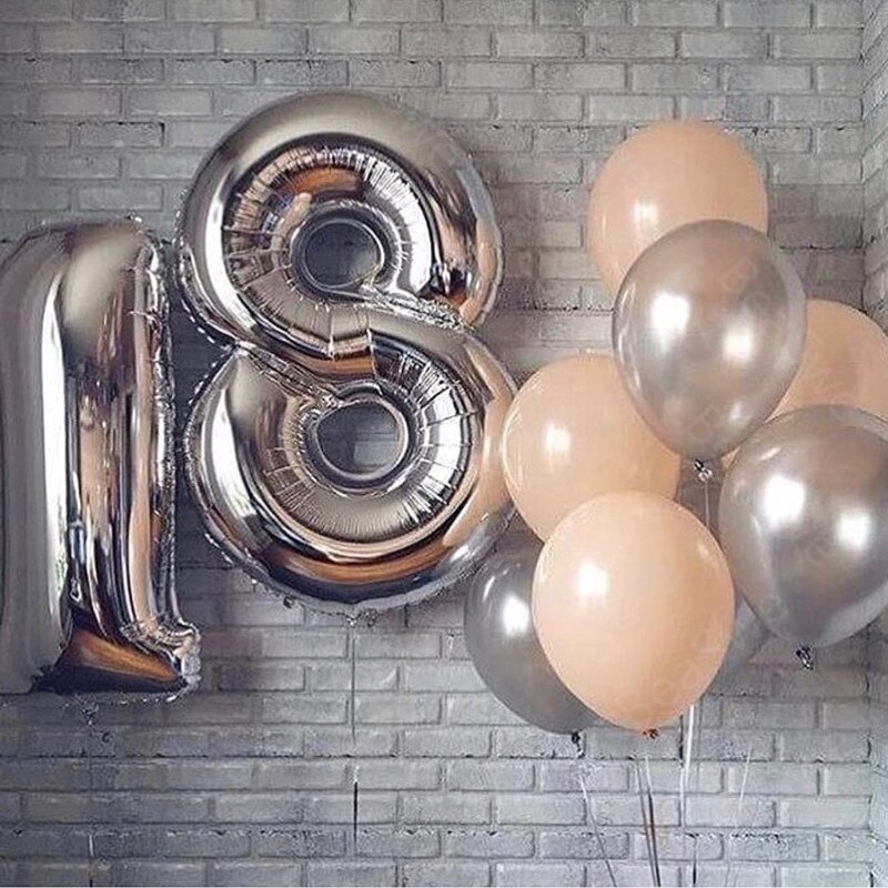 2pcs/lot Large Size Foil number Balloons 40inch Rainbow Rose Gold Happy 18th Birthday Anniversary Party Decor Supplies