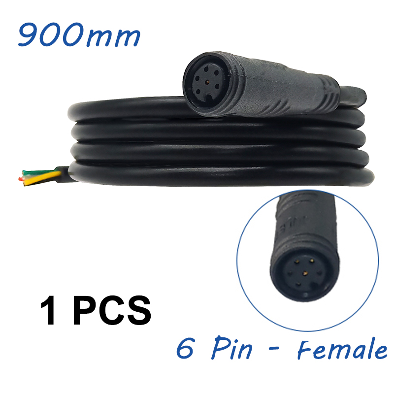 Julet wodoodporny kabel 2/3/4/5/6 Pin 900mm przewód konwersji elektryczny przedłużacz kabla Ebike do wyświetlacza Ebikes: 6Pin Female 1pcs