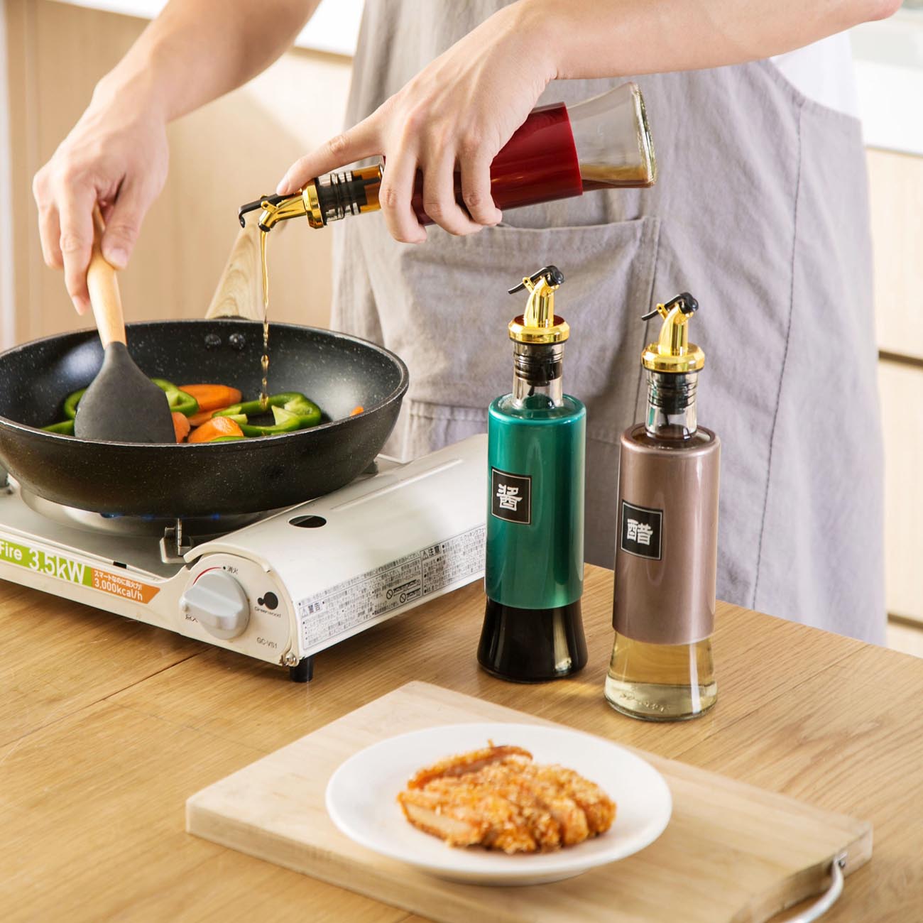 Glazen Olie Pot Japanse Stijl Keuken Automatische Openen En Sluiten Sojasaus Azijn Kruiden Fles Azijn Pot