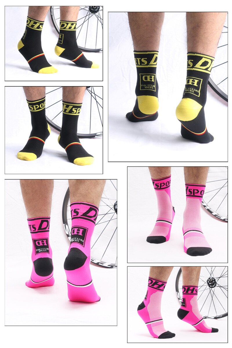 Dh Unisex Sport Fietsen Sokken Top Professionele Sport Sokken Ademend Outdoor Sport Fietsen Sok Racing Sokken