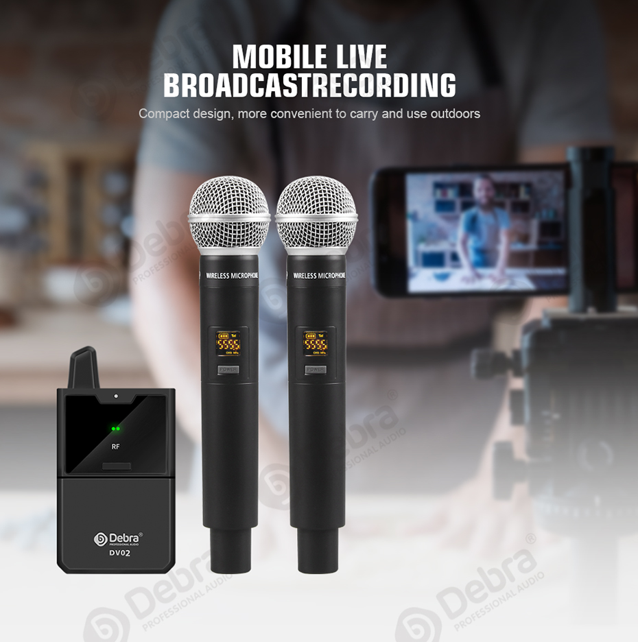 DV-01/02 Sistema de micrófono inalámbrico con micrófono Lavalier UHF con micrófono Lavalier, estabilidad de señal UHF, para cámaras DSLR