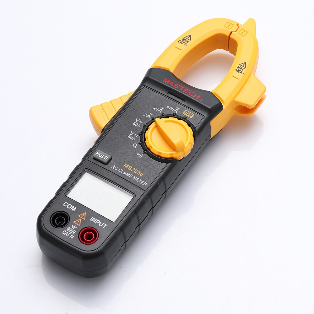 Mastech Digital Clamp Meter DC/AC 600V ACA 400A Data Hold Resistance Continuity Diode Low Battery MS2030 Mastech
