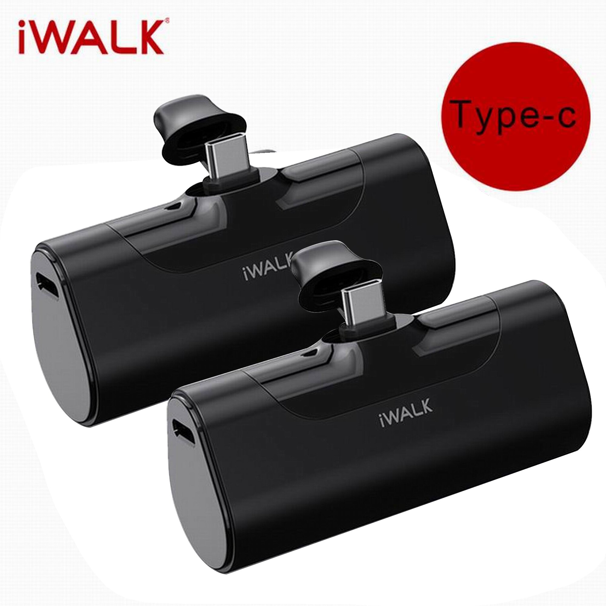 IWALK – Mini chargeur Portable de voyage, 4500mAh, Type C, mignon, Power Bank, pour téléphone Portable Xiami, Iphone: Grey