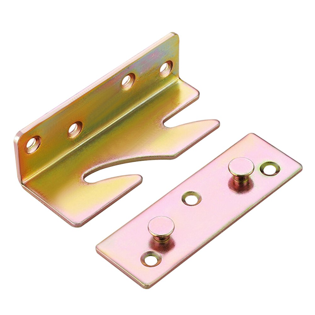 4pair/set Universal Thickened Non Mortise Furniture Fittings Iron Bed Rail Brackets Concealed Bedroom Connector Hinge Fixing
