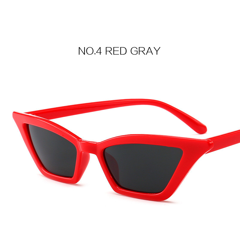 Nywooh vintage solbriller kvinder luksus cat eye brand solbriller damer lille rød sort briller  uv400: Rødgrå