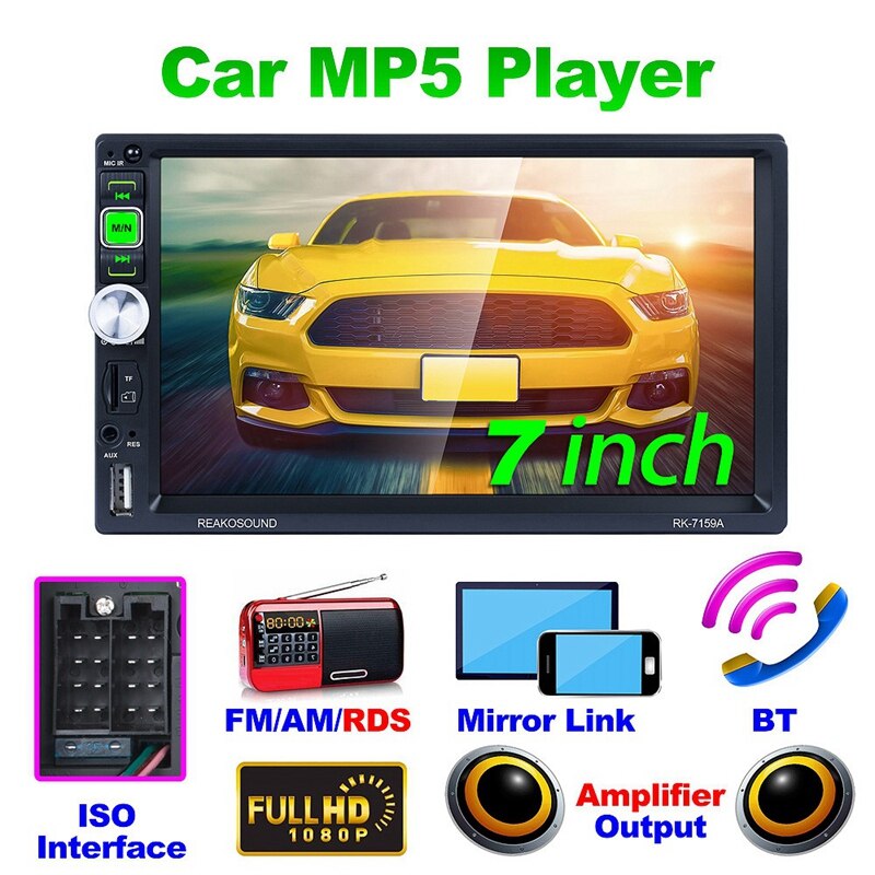 7 inch 2 din autoradio bluetooth auto  mp5 spelers europese rds met achteruitrijcamera