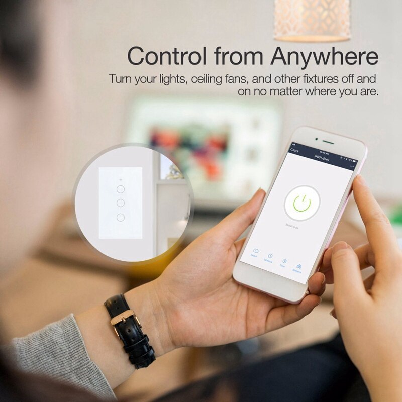 Smart wifi 3- bånds lysafbryder berøringspanel til hjemmet