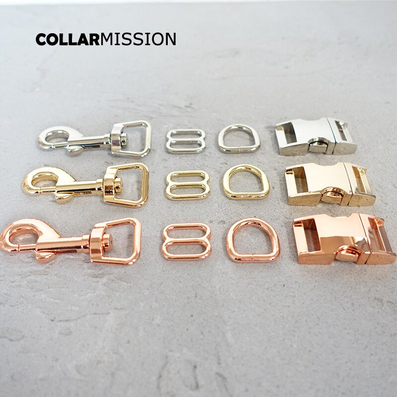 (metallspänne+justeringsspänne+d -ring+metallhundspänne/set) diy hundhalsband 15mm webbing sytillbehör pläterat spänne 4 slag