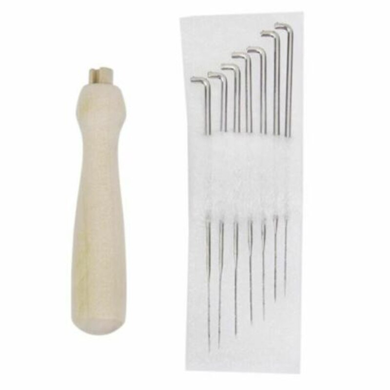 7 unids/set de agujas finas de fieltro de lana, juego de agujas de bolsillo para manualidades DIY, herramientas de fieltro con mango de madera para coser lana